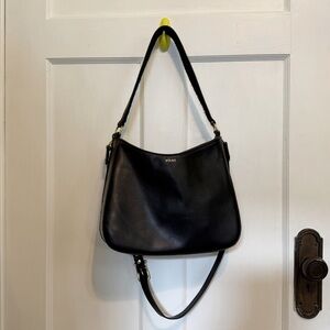 Fount Black Leather Petite Kinsley Shoulder Bag